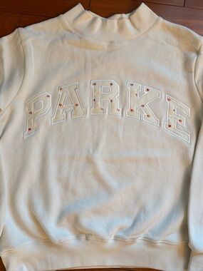 PARKE Maggie & Emma, Ivory Sunset Floral Varsity Mockneck